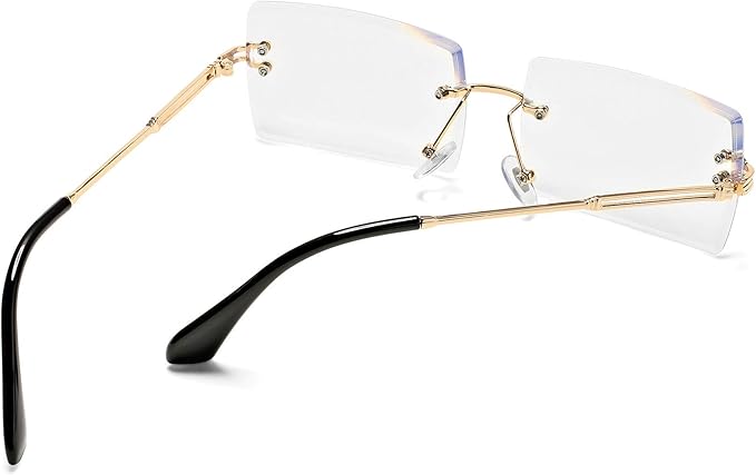 Rectangle Sunglasses for Men/Women Small Rimless Square Shade Eyewear