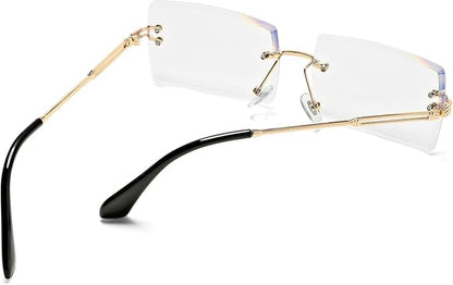 Rectangle Sunglasses for Men/Women Small Rimless Square Shade Eyewear
