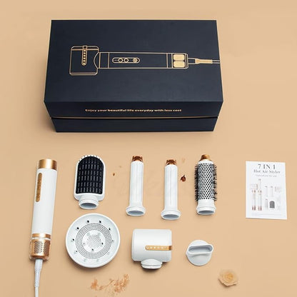 7 in 1 Hair Dryer Brush, Professional Hot Air Styler, 110000 RPM High-Speed Blow Dryer with Negative Ions for Fast Drying Curling Straightening Volumizing Versatile Hair Styling Tool