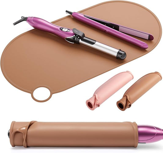 Noverlife Silicone Makeup Mat, Heat Resistant Vanity Protector Mat, Large Curling Iron Pad Protector for Vanity Top, No Slip Hot Tools Mat, Foldable Vanity Mat for Makeup Hair Styling Tool, 19.6"x9.8"