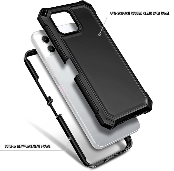 NZND Designed for T-Mobile REVVL 7 5G Case with [Built-in Screen Protector], Full-Body Shockproof Protective Rugged Bumper Cover, Impact Resist Phone Case (Black)