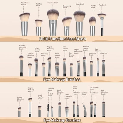MAANGE Makeup Brushes 49 Pcs Makeup Kit, Multi-functional Makeup Tool Set with Makeup Brush Foundation Brush Make up Brushes Set (Black, 49 Piece Set)