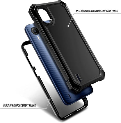 Designed for Cricket Debut S2 Case, Calypso 4 with [Built-in Screen Protector], Full-Body Protective Shockproof Rugged Bumper Cover, Impact Resist Phone Case (Black)