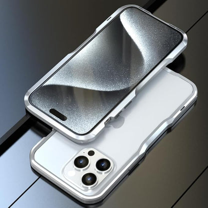 HENGHUI Aluminum Bumpers for iPhone 15 Pro Max Bumper Case with Strap Hole Metal Frame Bumper Cover Shock Absorbent Slim Cool Design (Silver)