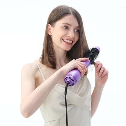 Hot Air Brush, Aima Beauty Salon One-Step Hair Dryer and Volumizer, 4-in-1 Hair Dryer Brush, Hair Styling Tools, Purple-Round