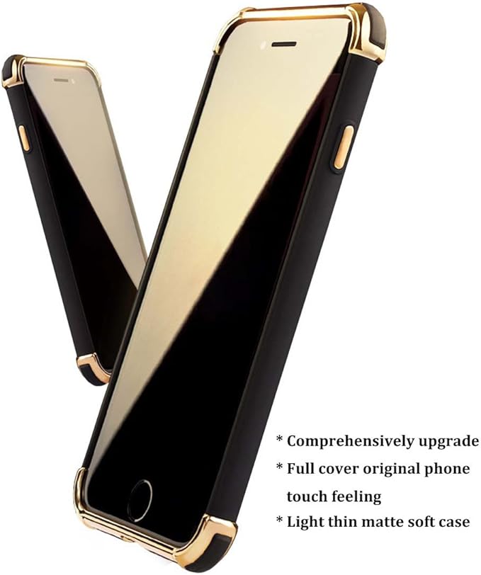 for iPhone 6 Plus Case, Ultra Slim Flexible iPhone 6s Plus Matte Case, Electroplated Shockproof Luxury Cover Case for iPhone 6 Plus (Black)