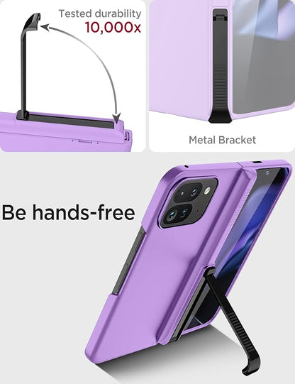 Miimall Kickstand Cases for Pixel 9 Fold Pro Case, [Kickstand & Hinge Protection][All-Inclusive Protection] Anti-Shock Heavy Duty Case for Google Pixel 9 Pro Fold Phone Case, Purple