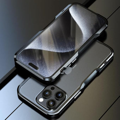 HENGHUI Aluminum Bumpers for iPhone 15 Pro Bumper Case with Strap Hole Metal Frame Bumper Cover Shock Absorbent Slim Cool Design (Black)