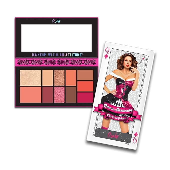 Face Card Palette - Queen of Diamonds by Rude Cosmetics for Women - 0.51 oz Makeup