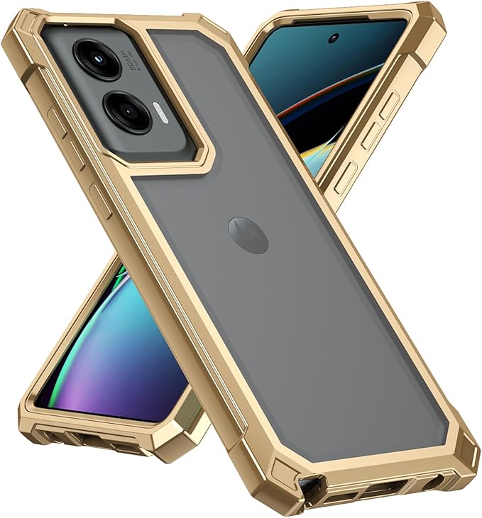 Ailiber for Motorola Moto G Stylus 5G 2024 Case, Clear Transparent [Anti Yellowing], with [Screen Protector], Dual Layer Shockproof Bumper Cell Phone Cover for Moto G Stylus 2024 5G-Gold