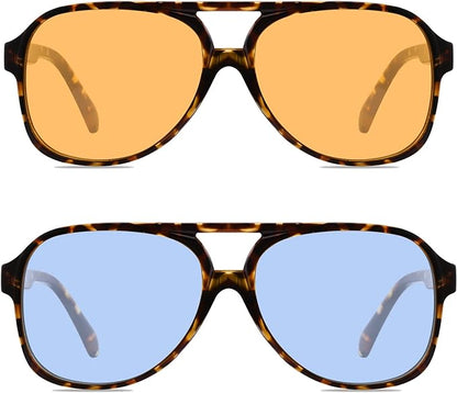 YDAOWKN Retro Aviator Sunglasses for Women Mens Large Frame Classic Vintage 70s Sun Glasses Aviators