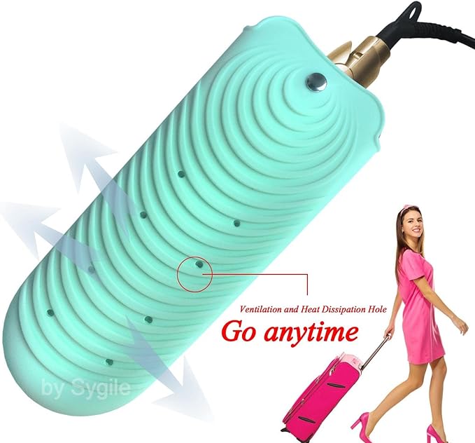 2in1 11" X 7.5" Large Heat Resistant Silicone Mat, Anti-Heat Travel Pad and Pouch for Hair Straighteners, Curling Irons, Flat Irons and Hair Styling Tools Holder - Mint Green (Turquoise)
