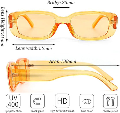 4 Pieces Retro Vintage Sunglasses Small Square Rectangle 90s Glasses Trendy Y2K for Women Aesthetic Accessories