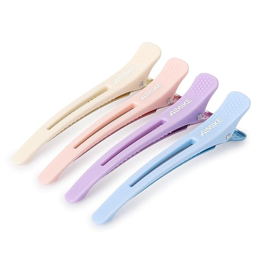 AIMIKE Hair Clips for Styling Sectioning, Anti-Slip No-Crease Duck Billed Hair Clips with Silicone Band, Colorful Hair Roller Clips, Salon and Self Hair Cutting Clips for Hairdresser, Women
