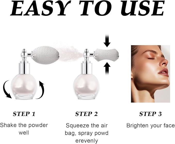 Hair and Body Glitter Spray, Holographic Glitter Highlighter Powder, Face Body Clothes Shiny Glitter, Loose Shimmer Hairspray Festival Rave Prom Accessories (Peal White)