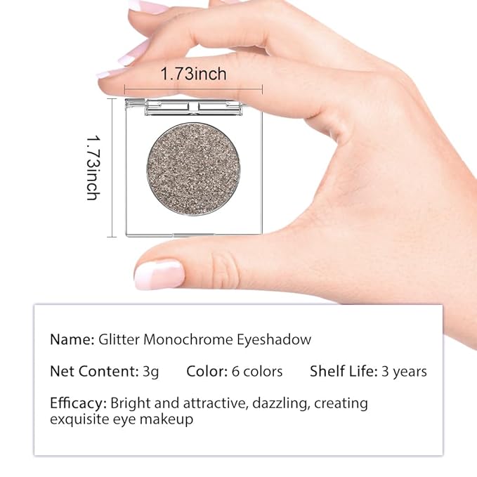 Monochrome Pressed Eyeshadow, Waterproof Neutral Powde Mini Shimmer Gray Brown Eyeshadow, sombras para ojos, Talc, Paraben & Cruelty Free (H04#Shimmer Gray Brown)