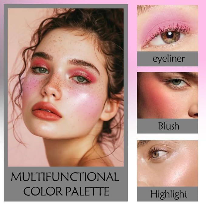 Ten-Color Eyeshadow Palette, Nude Red Pink Light Red Rose Light Pink Browm 10 Shimmer and Matte Shades, Blendable Powder, Party Eye Makeup, Vegan and Cruelty-Free, Built-In Mirror and Brush, 04#