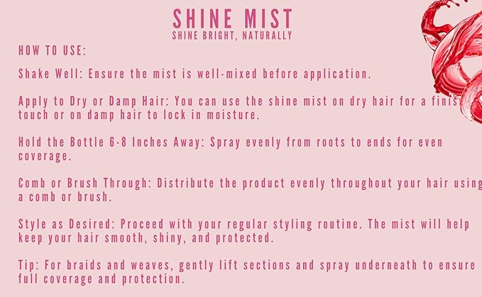 On Organic Natural Premium Oil Free Weave & Wig Shine Mist, Pomegranate 4.5 oz