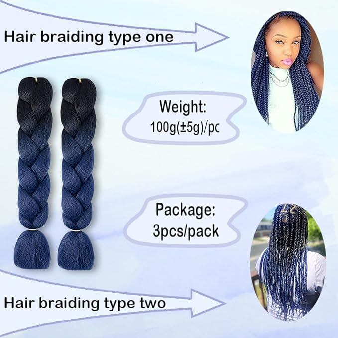 Ombre Braiding hair synthetic Crochet braids twist 24inch 3pcs/lot 100g Ombre two three tone Jumbo braid hair extensions Dreadlocks