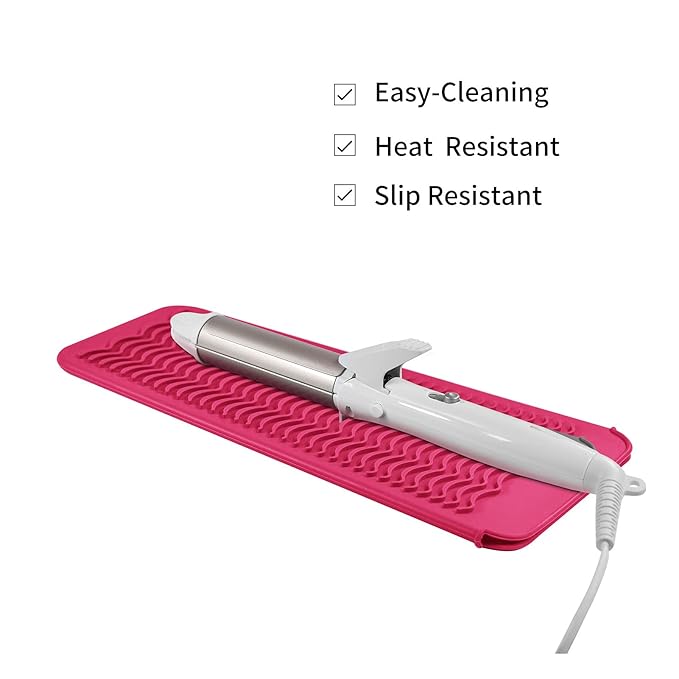 Heat Resistant Silicone Travel Mat Pouch for Hair Styling Tools, 2 Pack, 11 x 5 inches, Slip Resistant, Foldable, Easy-to-Clean, Multipurpose, Grey & Hot Pink