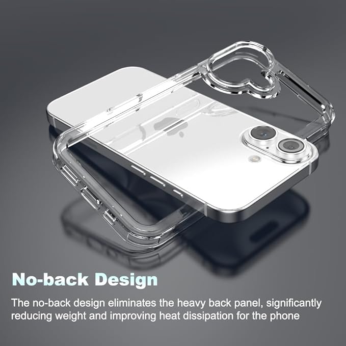 for iPhone 16 Clear Bumper Frame No-Back Case, Slim Fit Ultra-Light Anti-Yellowing Transparent Protection Heat Dissipation Phone Cover Case 6.1" 2024