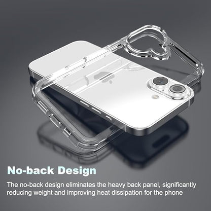 for iPhone 16 Clear Bumper Frame No-Back Case, Slim Fit Ultra-Light Anti-Yellowing Transparent Protection Heat Dissipation Phone Cover Case 6.1" 2024