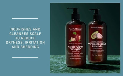 New York Biology Virgin Coconut and Avocado Oil Conditioner - Helps Restore Shine, Hair Gloss and Hydration to Dry Hair and Itchy Scalp – Safe for All Hair Types - 16.9 fl Oz