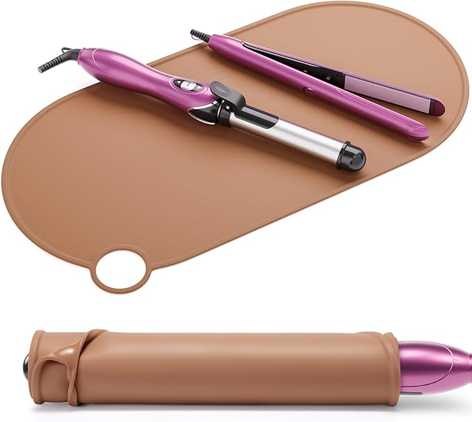 Noverlife Silicone Makeup Mat, Heat Resistant Vanity Protector Mat, Large Curling Iron Pad Protector for Vanity Top, No Slip Hot Tools Mat, Foldable Vanity Mat for Makeup Hair Styling Tool, 19.6"x9.8"