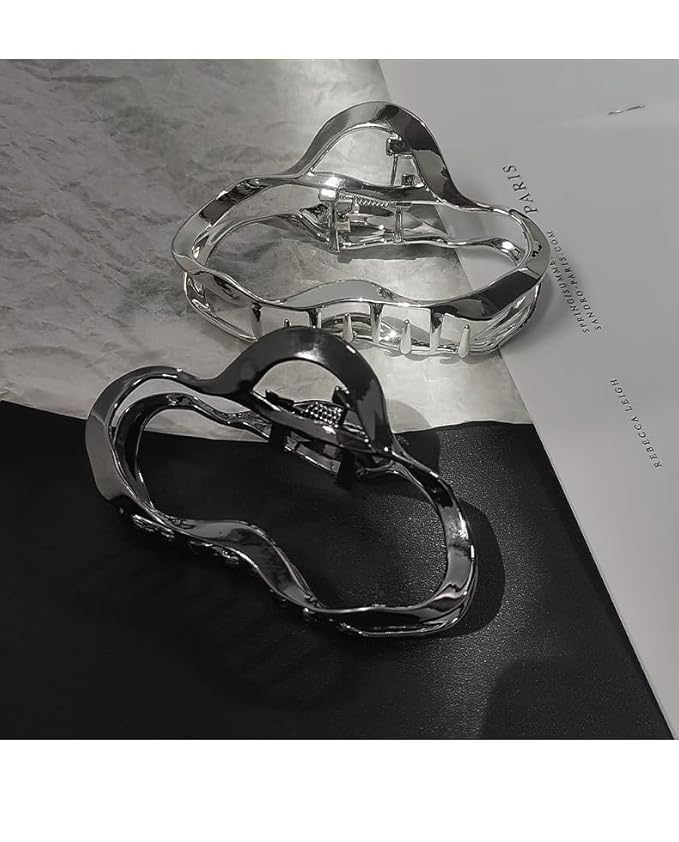 Oval Metal Hair Claw Clips - 2PCS Large Hair Styling Accessories for Women and Girls