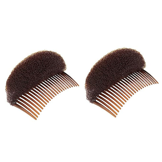 2Pcs 3.3inch Charming Bump It Up Volume Inserts Sponge Foam Hair Comb Do Beehive Hair Stick Bun Maker Tool Hair Base Styling Accessories Hair Increasing Tool (Brown)