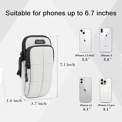 Phone Holder, Arm Bands for Workout, Use for Running, Walking, Hiking & Biking (Grayish White)