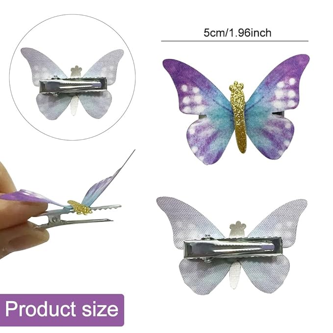 20Pcs Rainbow Glitter Butterfly Hair Clips - Fairy Accessories for Women & Teens