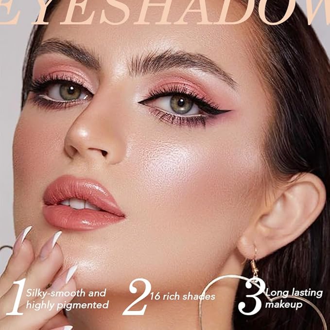 16Color Matte Shimmer Eyeshadow Palette,Nude Dark Brown Champagne Gold Rose Gold Coffee Sparkly Eye Shadow Makeup,Warm Pastel Eyeshadows Long Lasting Waterproof Naturing-Looking Women Girls Eye Shadow