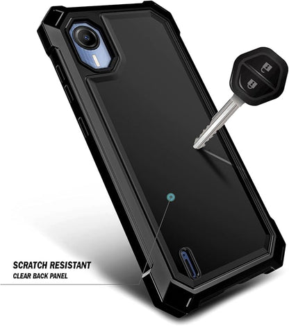 Designed for Cricket Debut S2 Case, Calypso 4 with [Built-in Screen Protector], Full-Body Protective Shockproof Rugged Bumper Cover, Impact Resist Phone Case (Black)
