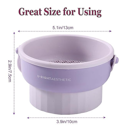 3 in 1 Brush Cleaning Mat with Brush Drying Holder, Silicone Makeup Brush Cleaner Mat Make Up Brush Cleaning Bowl Cosmetic Brush Washing Tool for Makeup Brush, Sponge, Powder Puff (Purple)