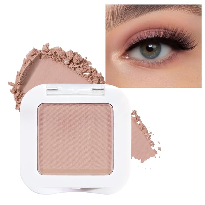 evpct Matte Nude Pink Single Eye Shadow Palette Makeup for Older Women, Dusty Pink Cream Eye shadow Palette Single for Older Women Matte, High Pigment Waterproof Monochrome Eyeshadow, sombra de ojos