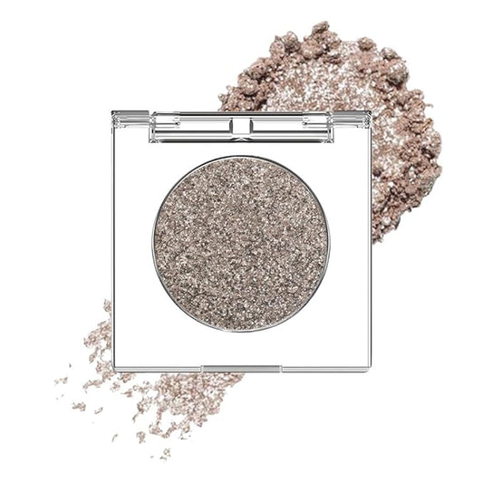 Monochrome Pressed Eyeshadow, Waterproof Neutral Powde Mini Shimmer Gray Brown Eyeshadow, sombras para ojos, Talc, Paraben & Cruelty Free (H04#Shimmer Gray Brown)