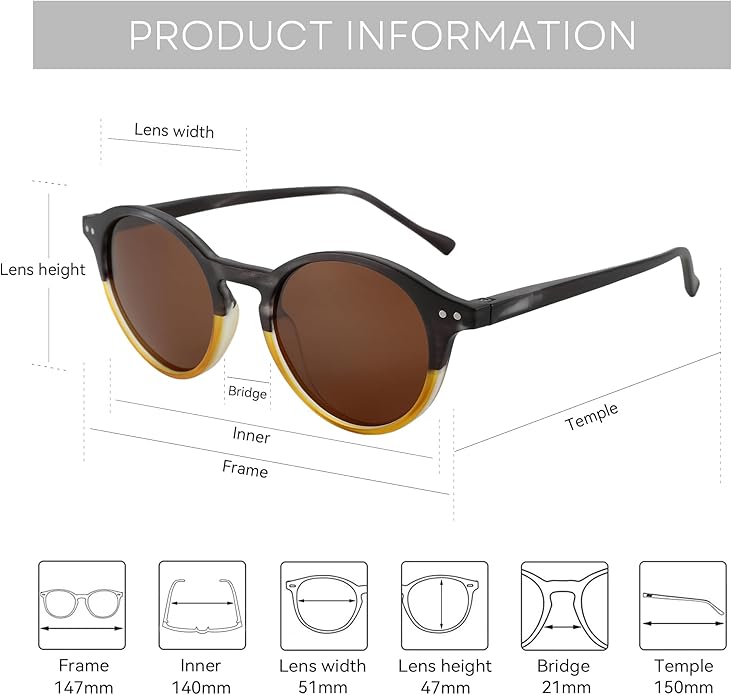 ZENOTTIC Polarized Round Sunglasses, Stylish Sunglasses for Men and Women Retro Classic, Multi-Style Selection