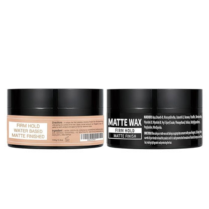 Hair Matte Wax for Men Firm & Strong Hold Matte Finish- Premium Water Based All Day Hold Hair Styling Clay- Hair Pomade Mens Styling Clay with Matte Shine- Mens Hair Styling Products Flake-Free(2PCS)