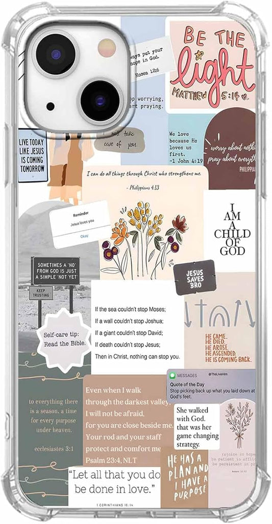 Case for iPhone 14 Plus with Christian Design,Christ Jesus Quotes Verse Collage Pattern,Trendy Soft TPU Bumper Phone Cover(14plus,Bible)