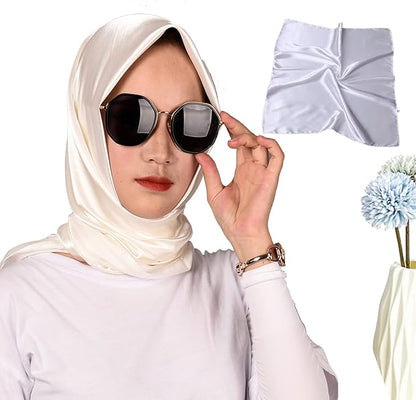 35 x 35 Women's Fashion Pattern Large Square Silk Like Hair Scarf Head Sleeping Wrap Satin Neck Bandana for Gift…