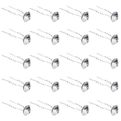 20 Pack (Transparent) Rhinestone Hair Pins Crystal Hair Clips for Bridal Wedding Women Hair Jewelry Accessories, with Clear Container