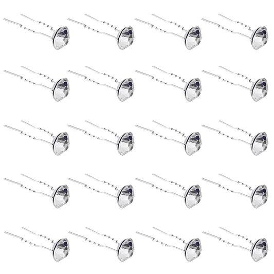 20 Pack (Transparent) Rhinestone Hair Pins Crystal Hair Clips for Bridal Wedding Women Hair Jewelry Accessories, with Clear Container