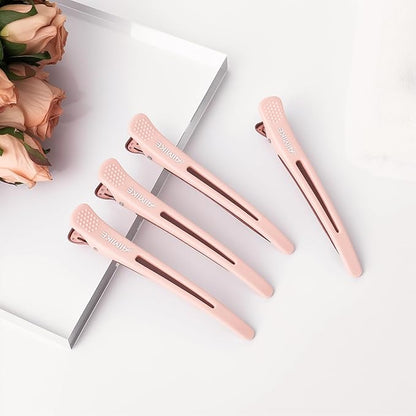 AIMIKE 4pcs Hair Clips for Styling Sectioning, No Crease Duck Billed Hair Clips with Silicone Band, Hair Styling Clips, Salon and Home Hair Cutting Clips for Hairdresser