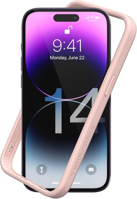 RhinoShield Bumper Case Compatible with [iPhone 14 Pro] | CrashGuard NX - Shock Absorbent Slim Design Protective Cover 3.5M / 11ft Drop Protection - Blush Pink