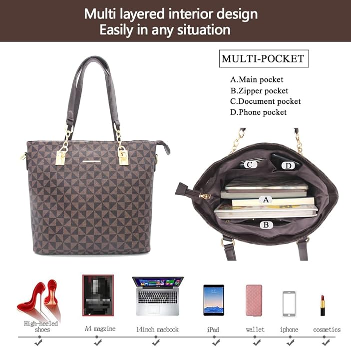 2E-youth Designer Purses and Handbags for Women Satchel Shoulder Bag Tote Top Handle Bag