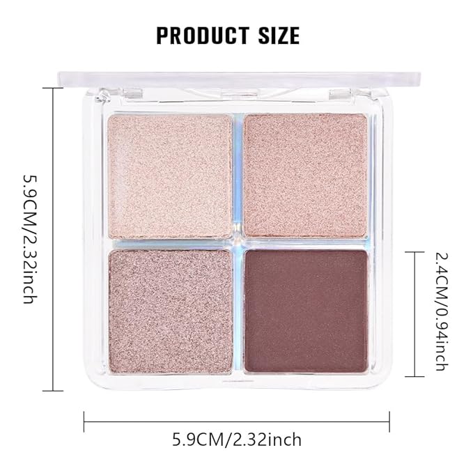 4 Colors Champagne Rose Gold Lavender Deep Brown Eye Shadow Palette Makeup, Neutral Matte Shimmer Eyeshadow Palette for Women Highly Pigmented Waterproof, paleta de sombras de ojos, Vegan&Cruelty-free