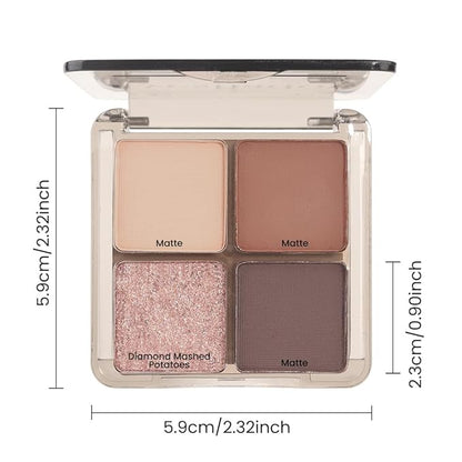 Eyeshadow Quads Glitter Matte Eyeshadow Palette,Nude Coffee Champagne Gold Dark Brown Sparkly Eyeshadow Palette Makeup, Everyday Nature Long-Lasting Waterproof Women Girls Eye Shadow 2# Nude Brown