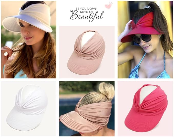 Sun Hat Women Sun Beach Visor Cap UV Protection with Wide Brim for Sports Beach Golf Hiking