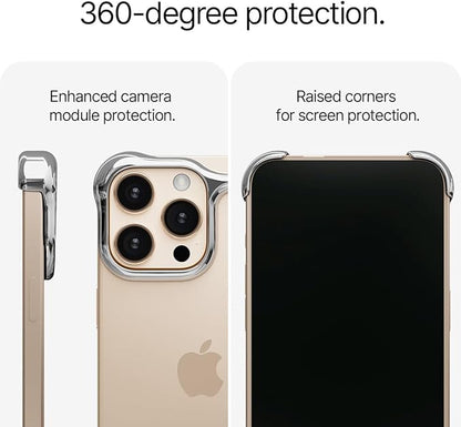 Arc Pulse Designed for iPhone 15 Pro Phone Case (2023), Minimalist Protective Shock Absorption Aerospace Grade Aluminum Shells + Elastomer Inlays Easy Fit 6.7 inch (Aluminum Mirror Polished Silver)